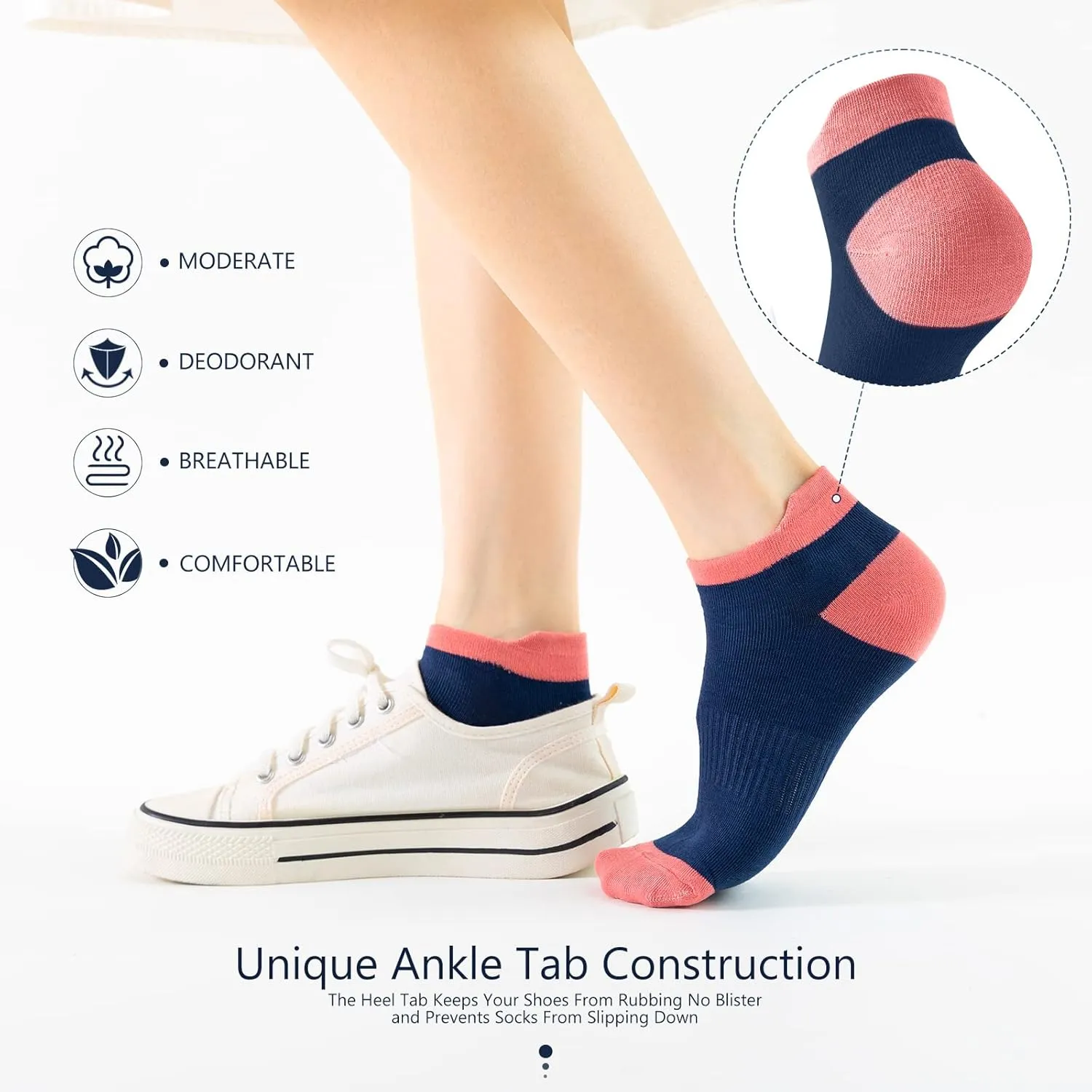 20 Pairs Womens Ankle Socks Low Cut Athletic Running Sports Colorful Short Socks with Tab