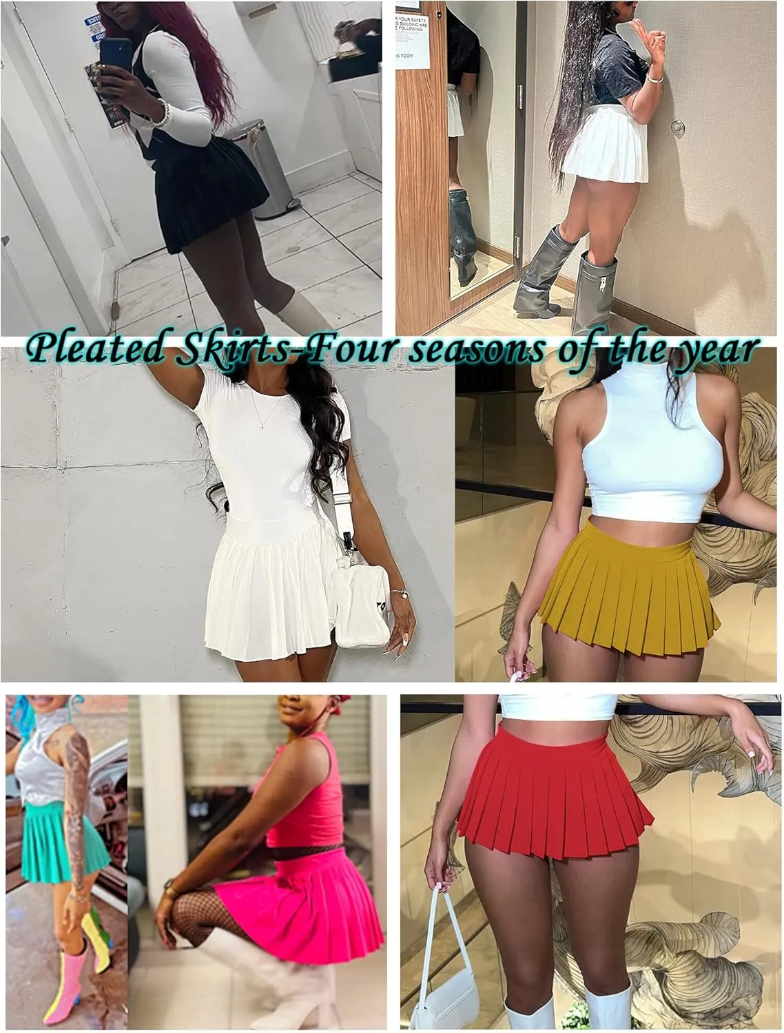 Aivtalk Mini Pleated Skirts for Women Mini Skirt with Slit Girl Y2k Short Cargo Skirt A-line Pleated Skirt