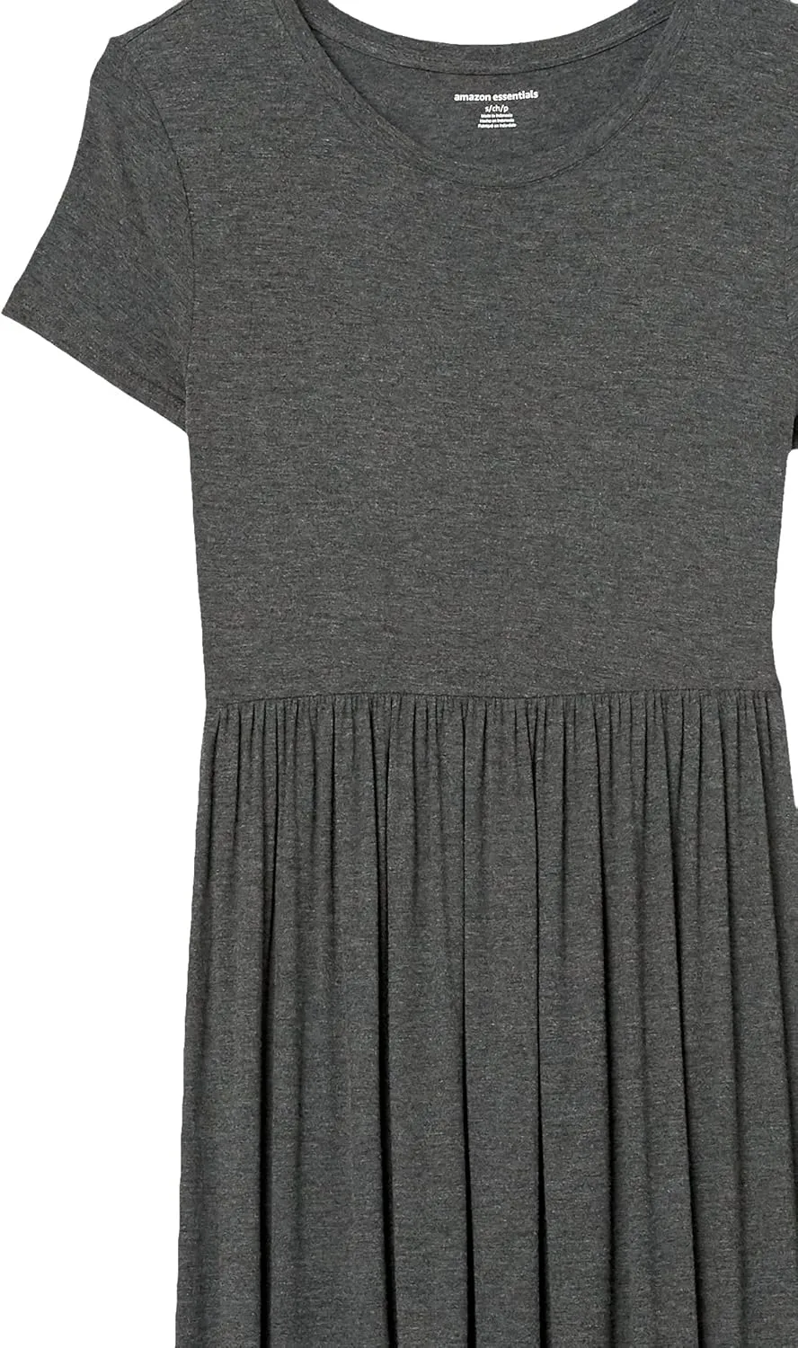 Amazon Essentials Women's Short-Sleeve Waisted Maxi Dress (Available in Plus Size)
