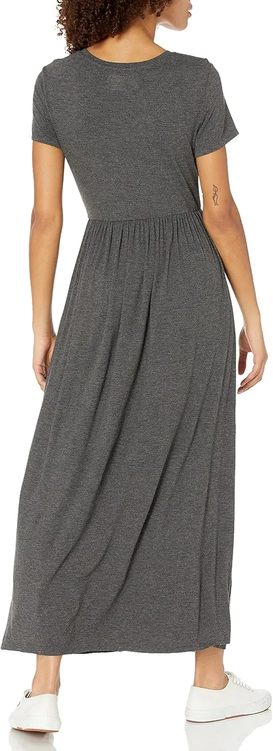 Amazon Essentials Women's Short-Sleeve Waisted Maxi Dress (Available in Plus Size)