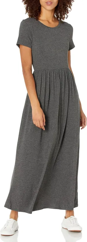 Amazon Essentials Women's Short-Sleeve Waisted Maxi Dress (Available in Plus Size)