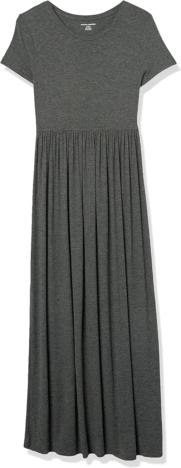 Amazon Essentials Women's Short-Sleeve Waisted Maxi Dress (Available in Plus Size)