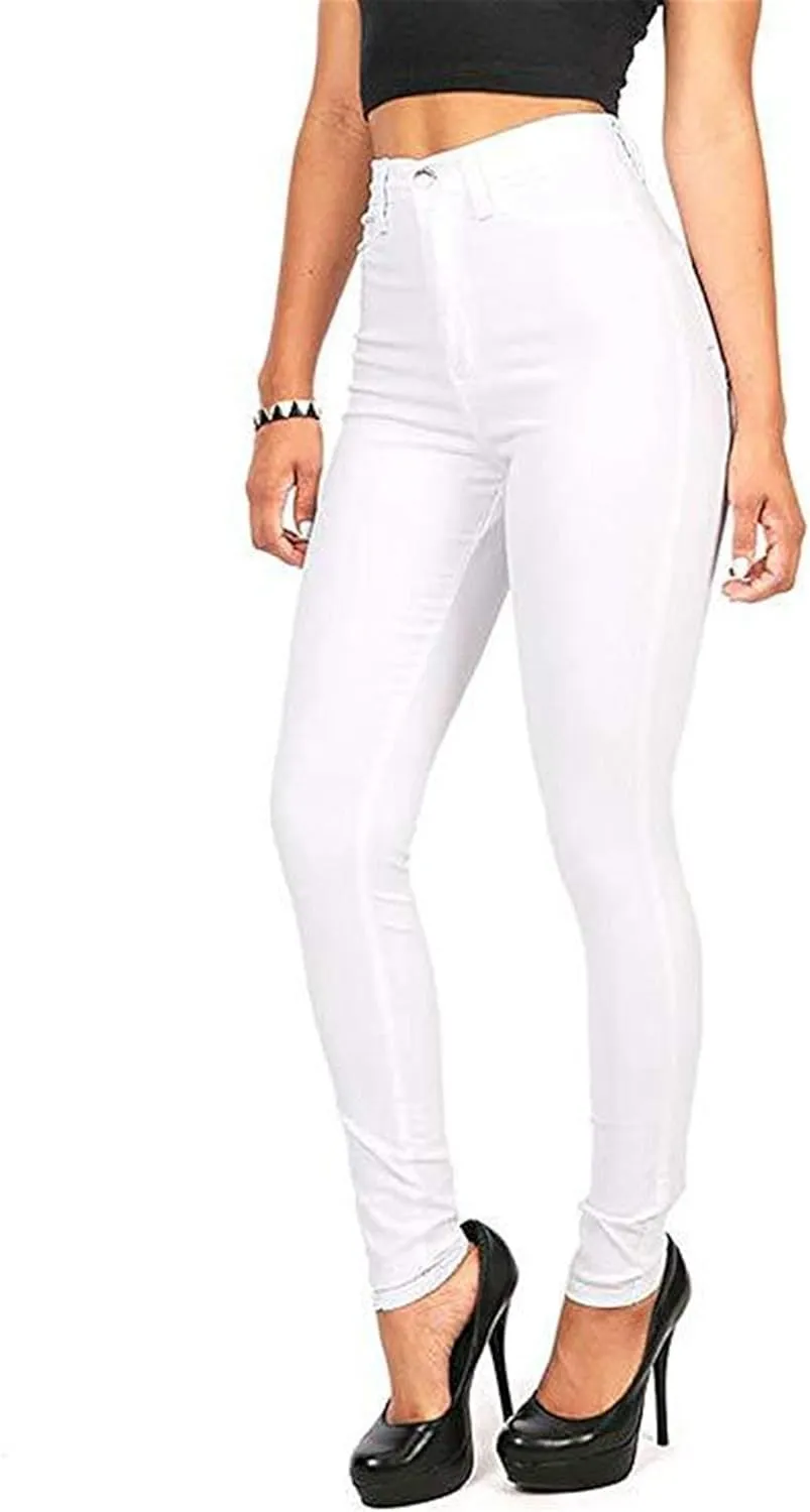 Andongnywell Women's High Waisted Stretchy Skinny Jeans Ladies Slim Fit High Waist Stretch Denim Pants Trousers