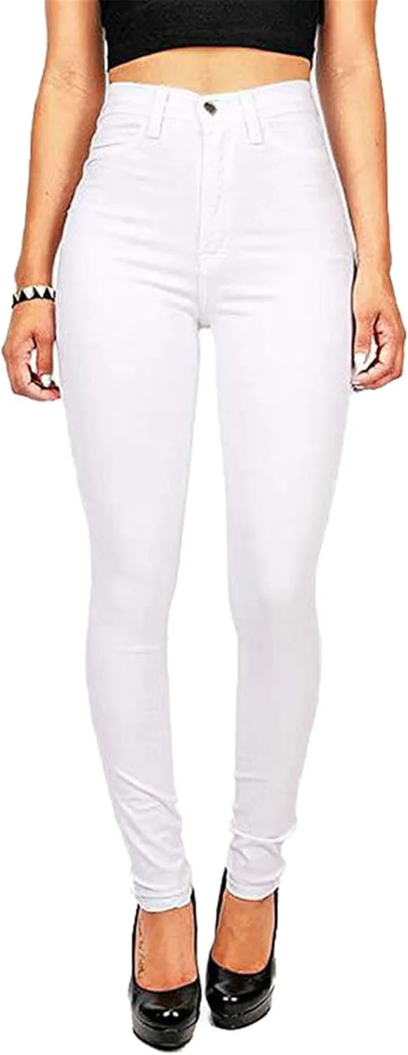 Andongnywell Women's High Waisted Stretchy Skinny Jeans Ladies Slim Fit High Waist Stretch Denim Pants Trousers