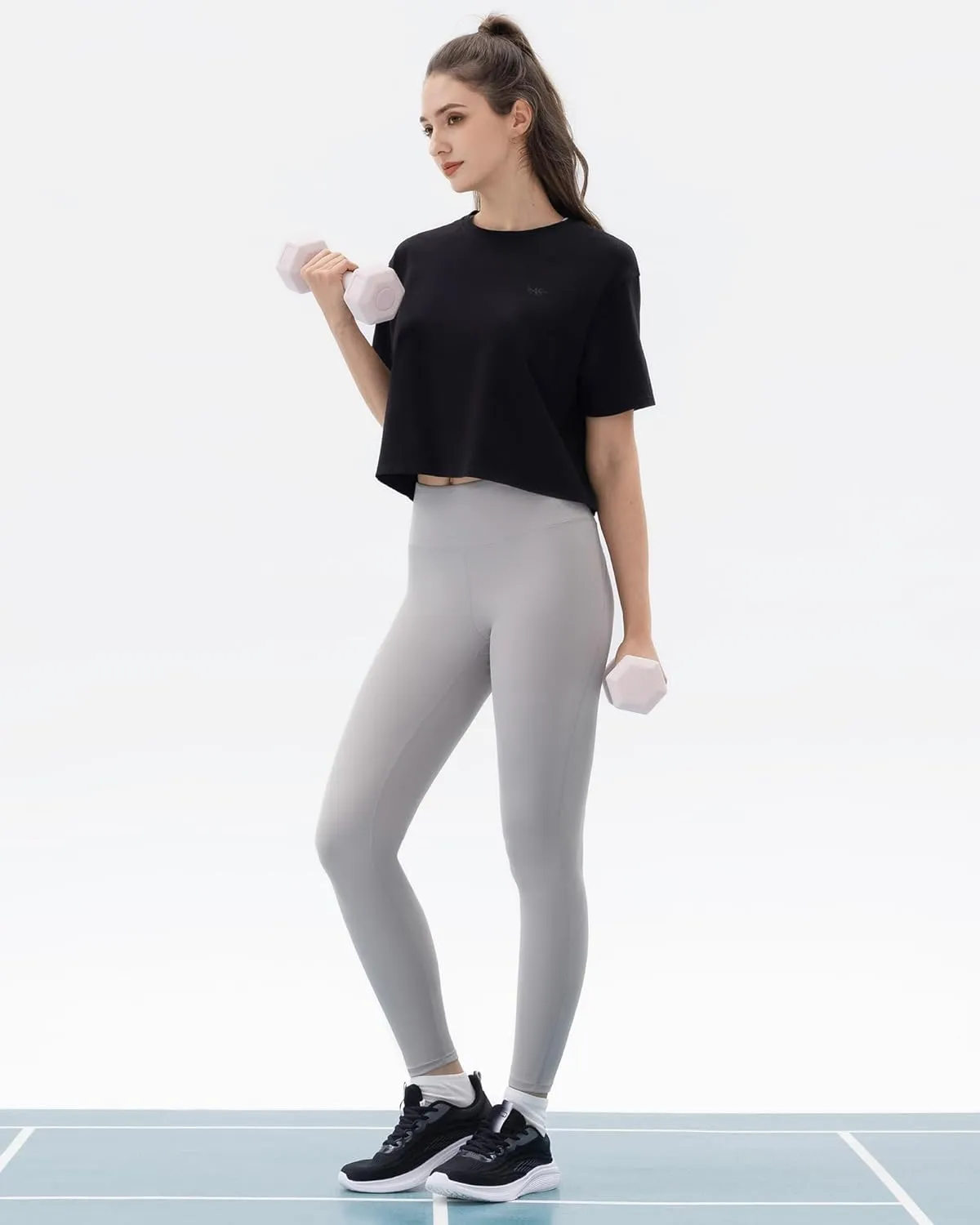 Angel season Workout Tops for Women Cropped Athletic Shirts Loose Fit Crewneck Yoga Top Moisture Wicking Running Gym
