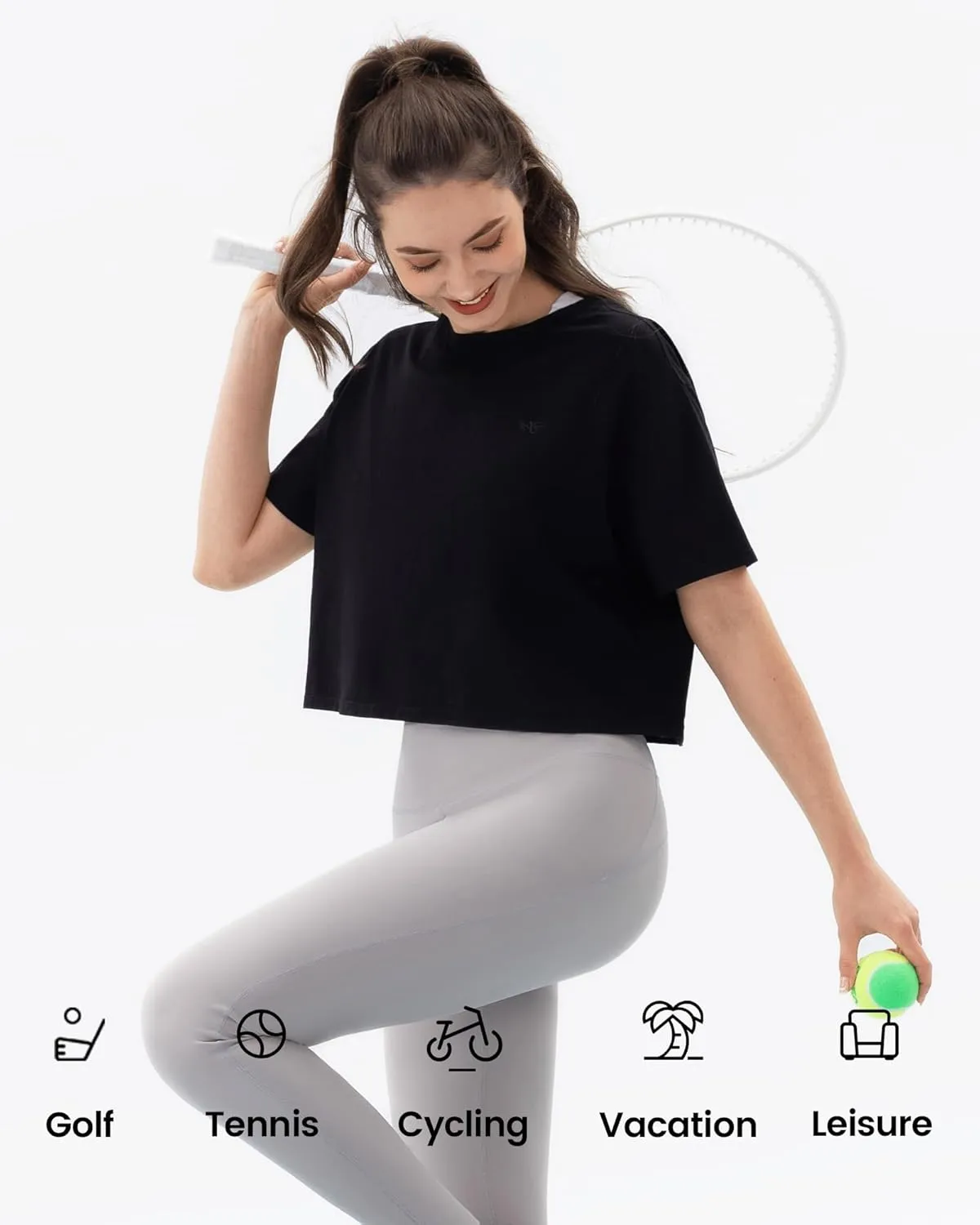 Angel season Workout Tops for Women Cropped Athletic Shirts Loose Fit Crewneck Yoga Top Moisture Wicking Running Gym