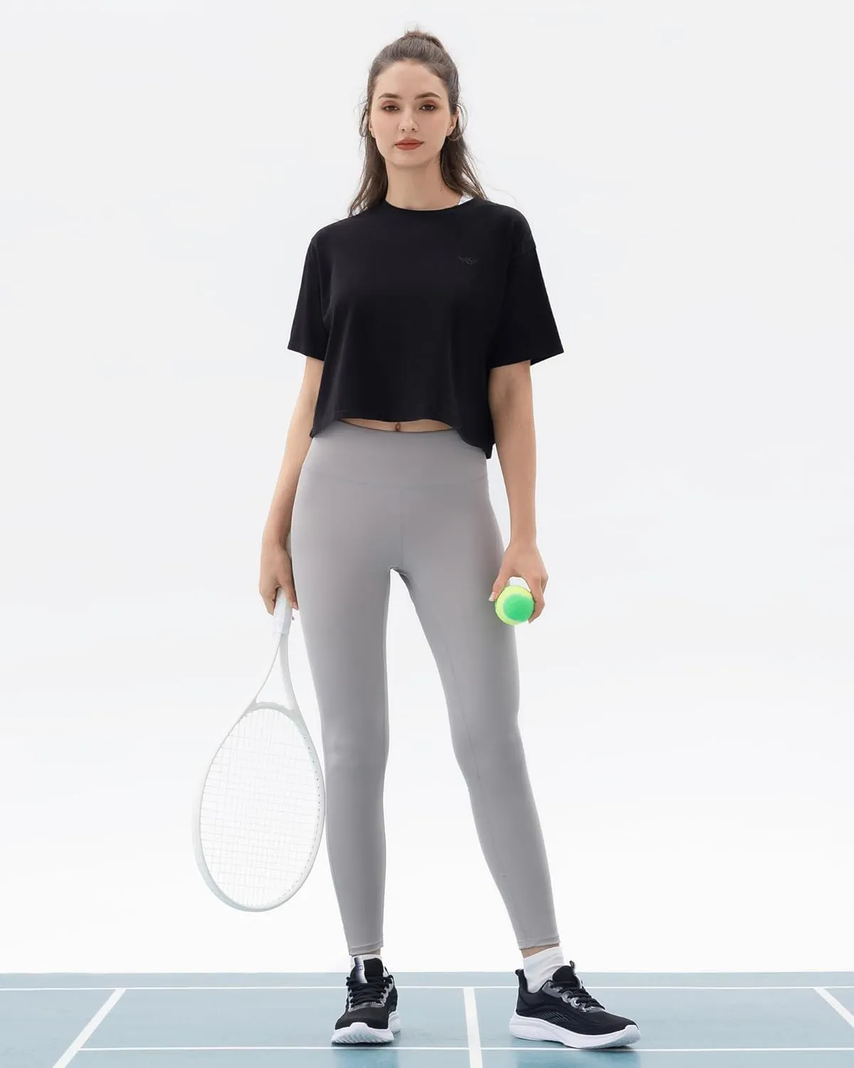 Angel season Workout Tops for Women Cropped Athletic Shirts Loose Fit Crewneck Yoga Top Moisture Wicking Running Gym