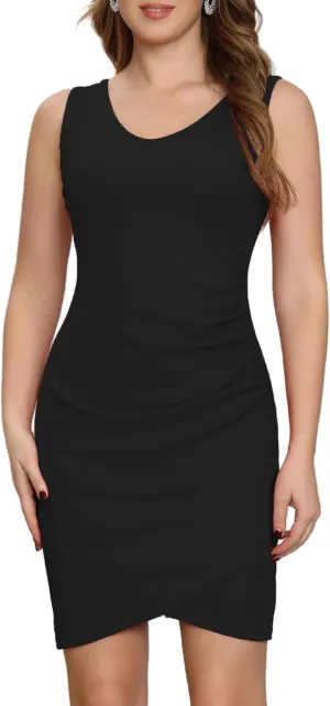 Aphratti Women's Cute Casual Summer Ribbed Tank Dresses Short V Neck Bodycon Sleeveless Mini Dress