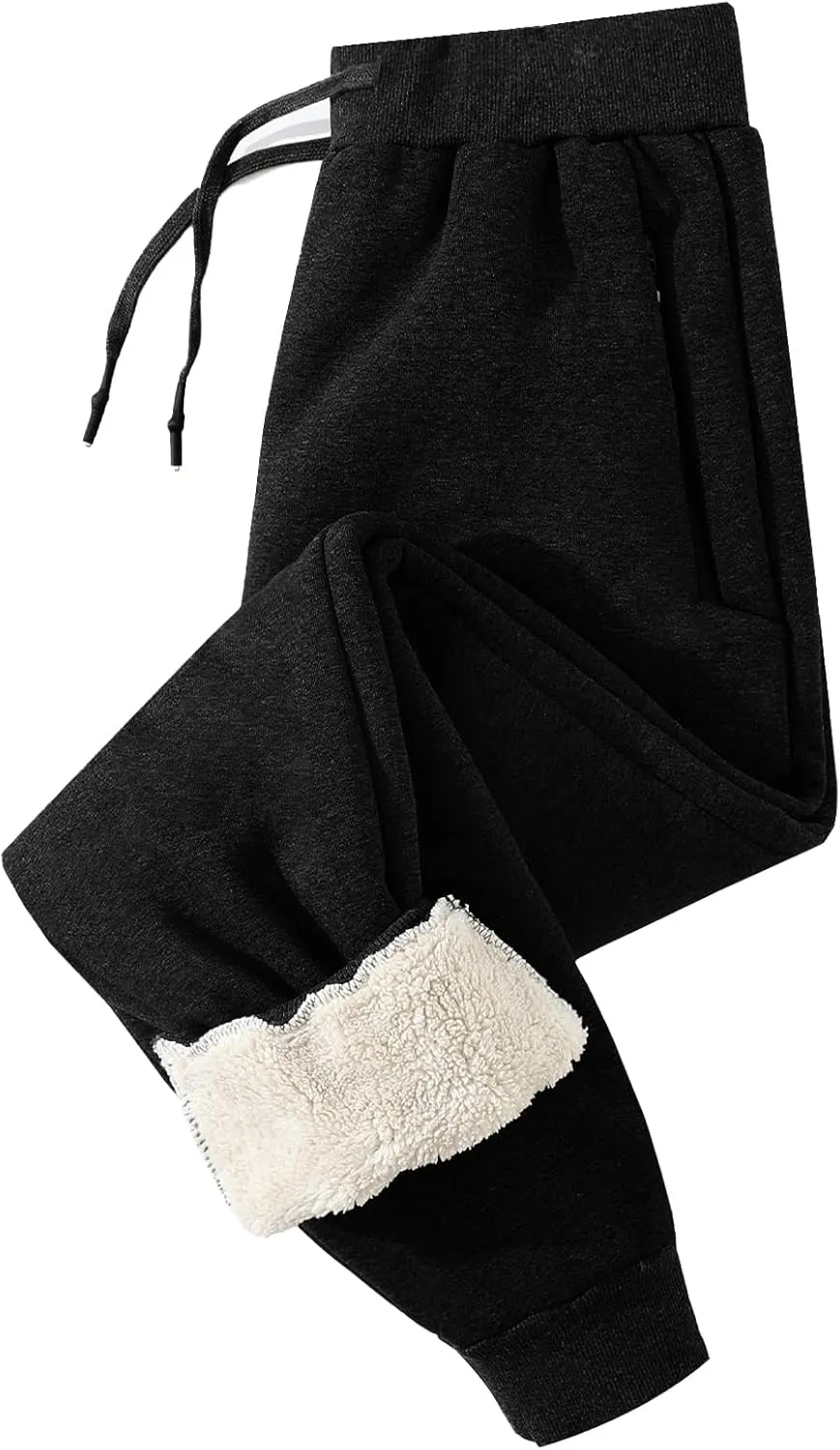 Aprsfn Men's Winter Thick Berber Fleece Sherpa Lined Active Sweatpants Brushed Jogger Pants