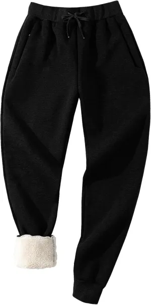 Aprsfn Men's Winter Thick Berber Fleece Sherpa Lined Active Sweatpants Brushed Jogger Pants