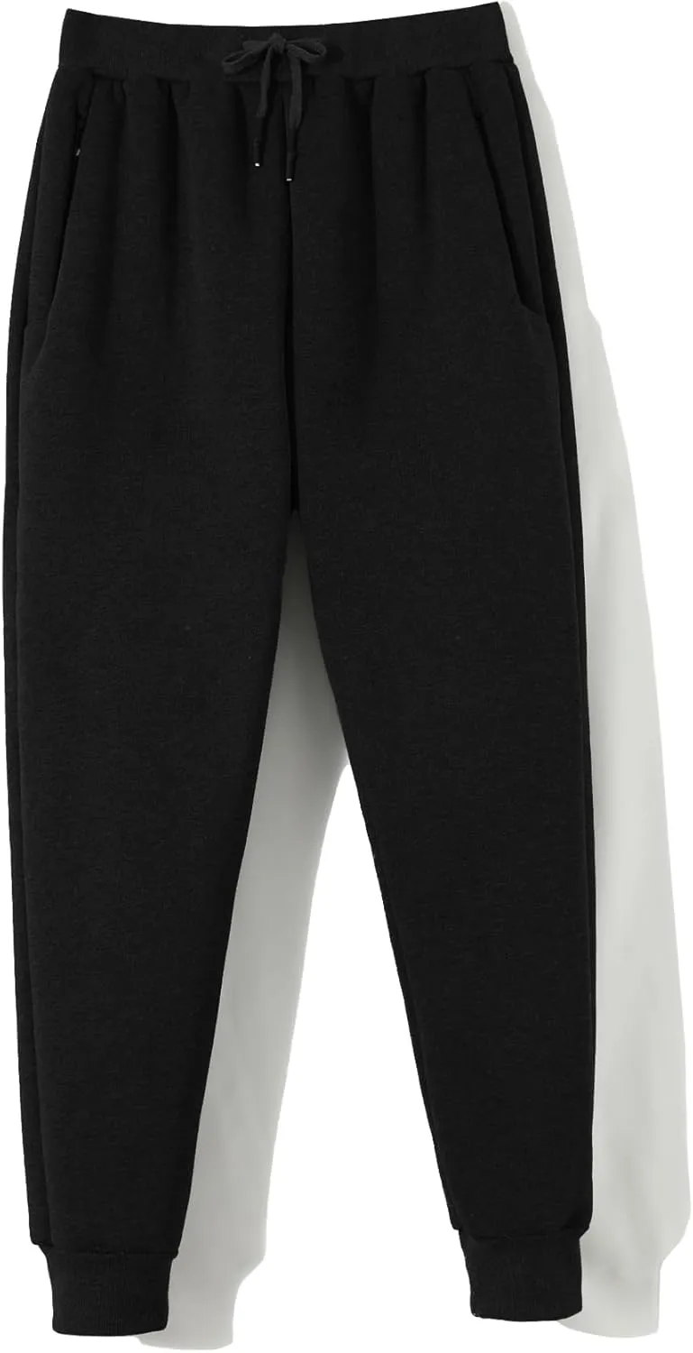 Aprsfn Men's Winter Thick Berber Fleece Sherpa Lined Active Sweatpants Brushed Jogger Pants
