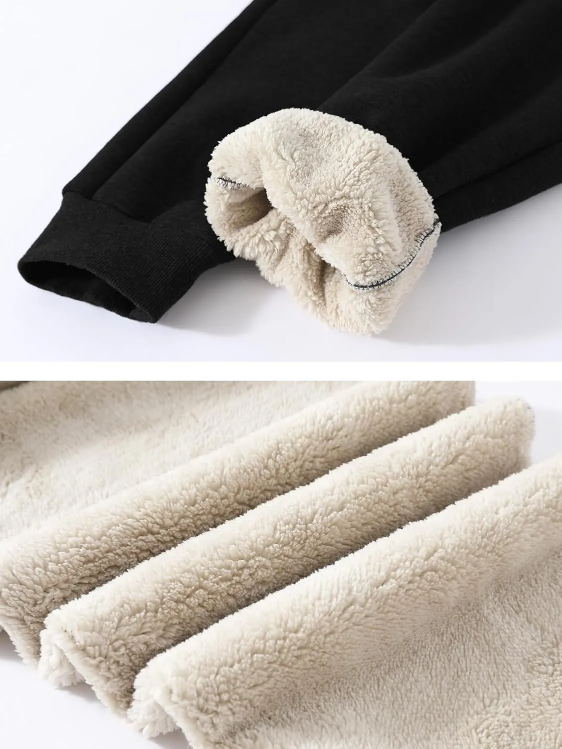 Aprsfn Men's Winter Thick Berber Fleece Sherpa Lined Active Sweatpants Brushed Jogger Pants