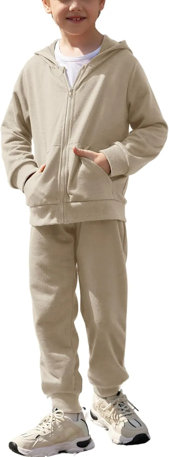 Arshiner Boys' 2 Piece Athletic Tracksuit Jogging Sets Outfit Sweatsuit Zip Up Hoodie and Active Pants for Kids 5-14 Years