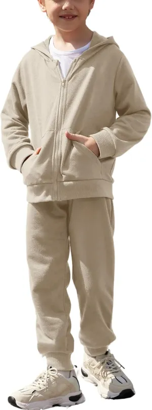 Arshiner Boys' 2 Piece Athletic Tracksuit Jogging Sets Outfit Sweatsuit Zip Up Hoodie and Active Pants for Kids 5-14 Years