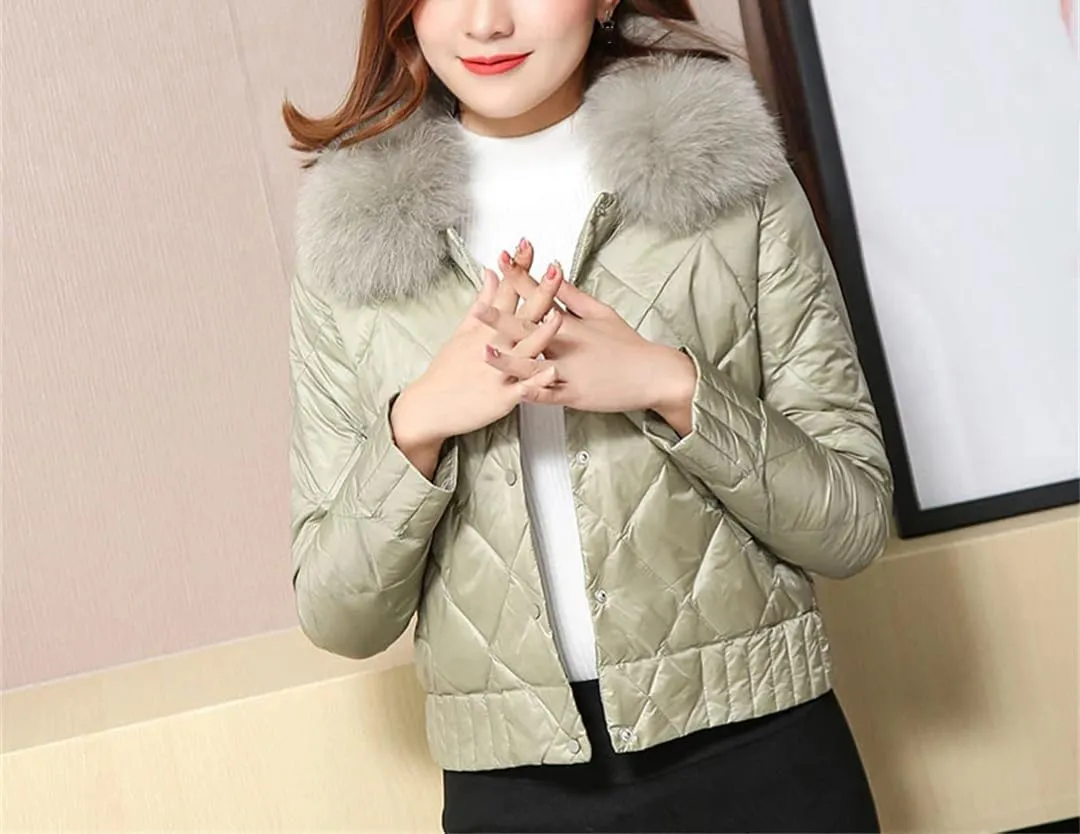 Autumn Winter White Duck Down Coat Women Warm Short Slim Puffer Jacket Female Casual Parkas