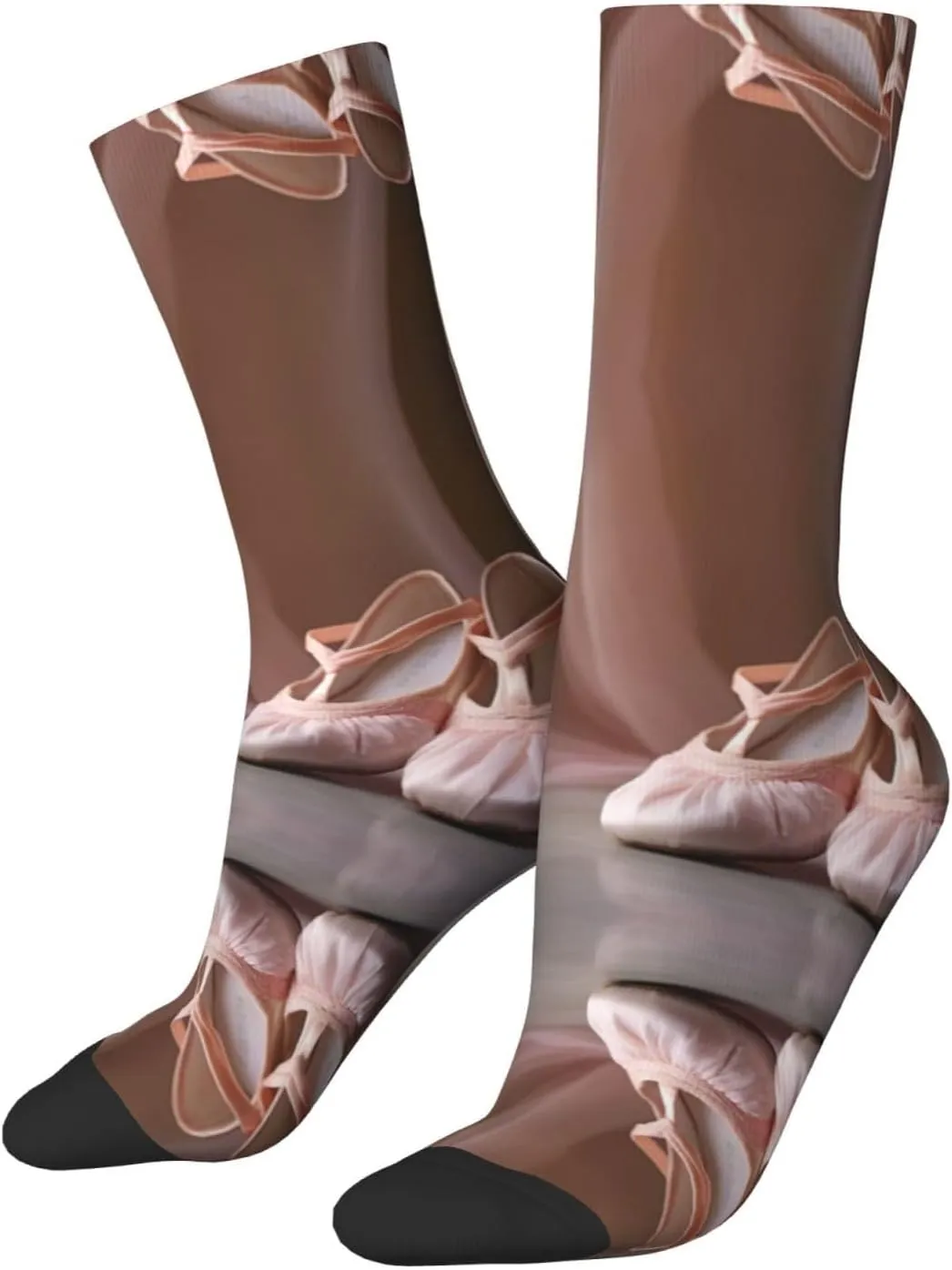 Ballet Shoes1 Print Fun Contrast Socks,Novel Crazy Cool Socks,Pattern Funky Novelty Socks,Unisex Bulk Socks