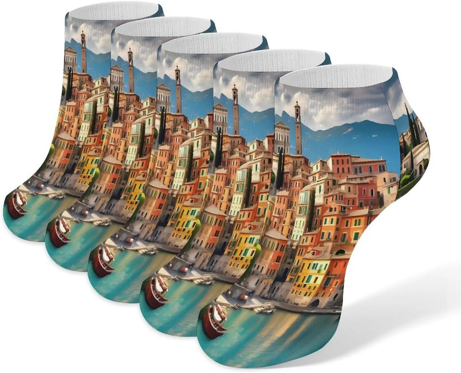 Beautiful Italy 5 Pairs Ankle Socks Comfort Athletic Socks Low Cut Breathable Casual Sock for Unisex