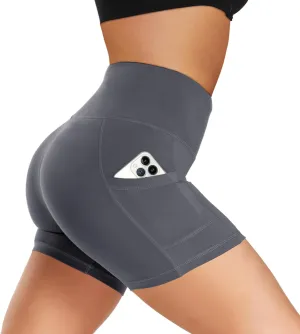Biker Shorts Women with Pockets - 3"/5"/8" High Waisted Soft Tummy Control Workout Shorts for Yoga Athletic Gym