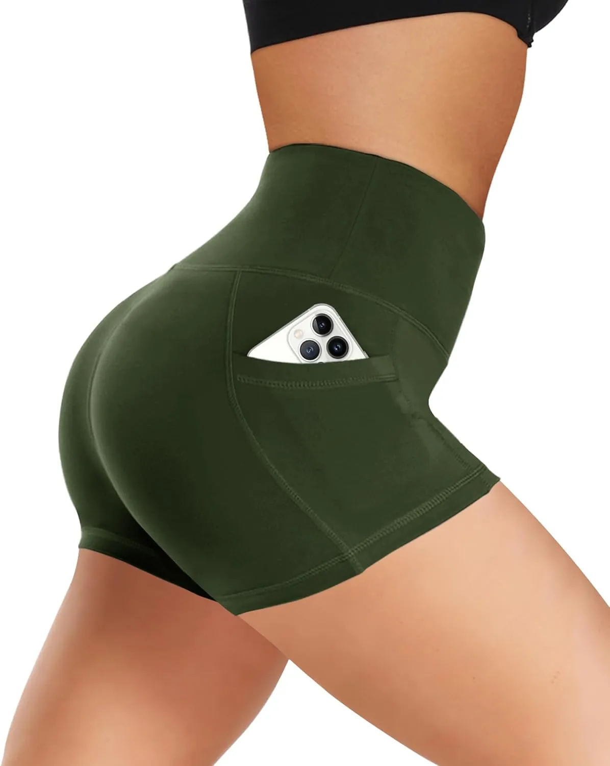 Biker Shorts Women with Pockets - 3"/5"/8" High Waisted Soft Tummy Control Workout Shorts for Yoga Athletic Gym