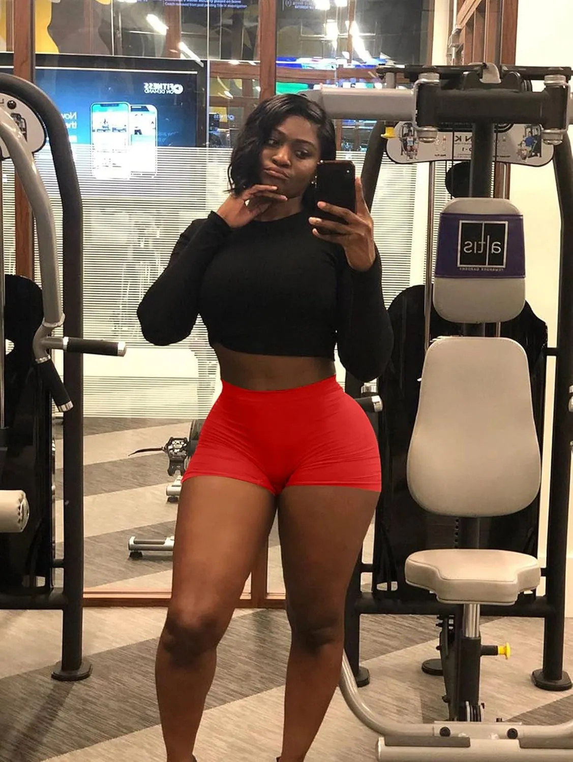 BORIFLORS Women's Sexy Workout Gym Biker Elastic Waist Booty Shorts