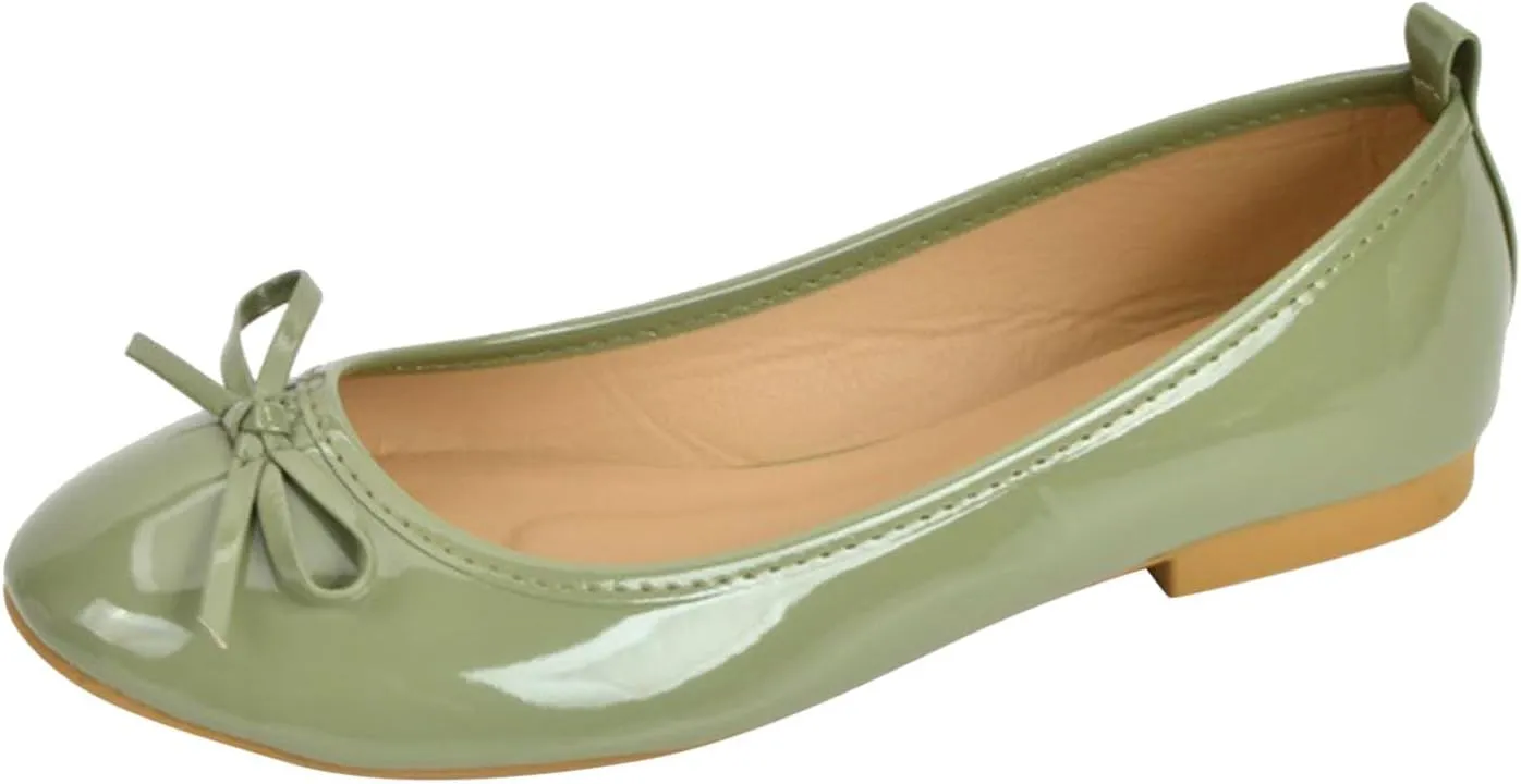 Bowknot Ballet Flats Womens Round Head Casual Flat Shoes Smooth Leather Dress Shoes Wear to Work Easy Slip On Shoe