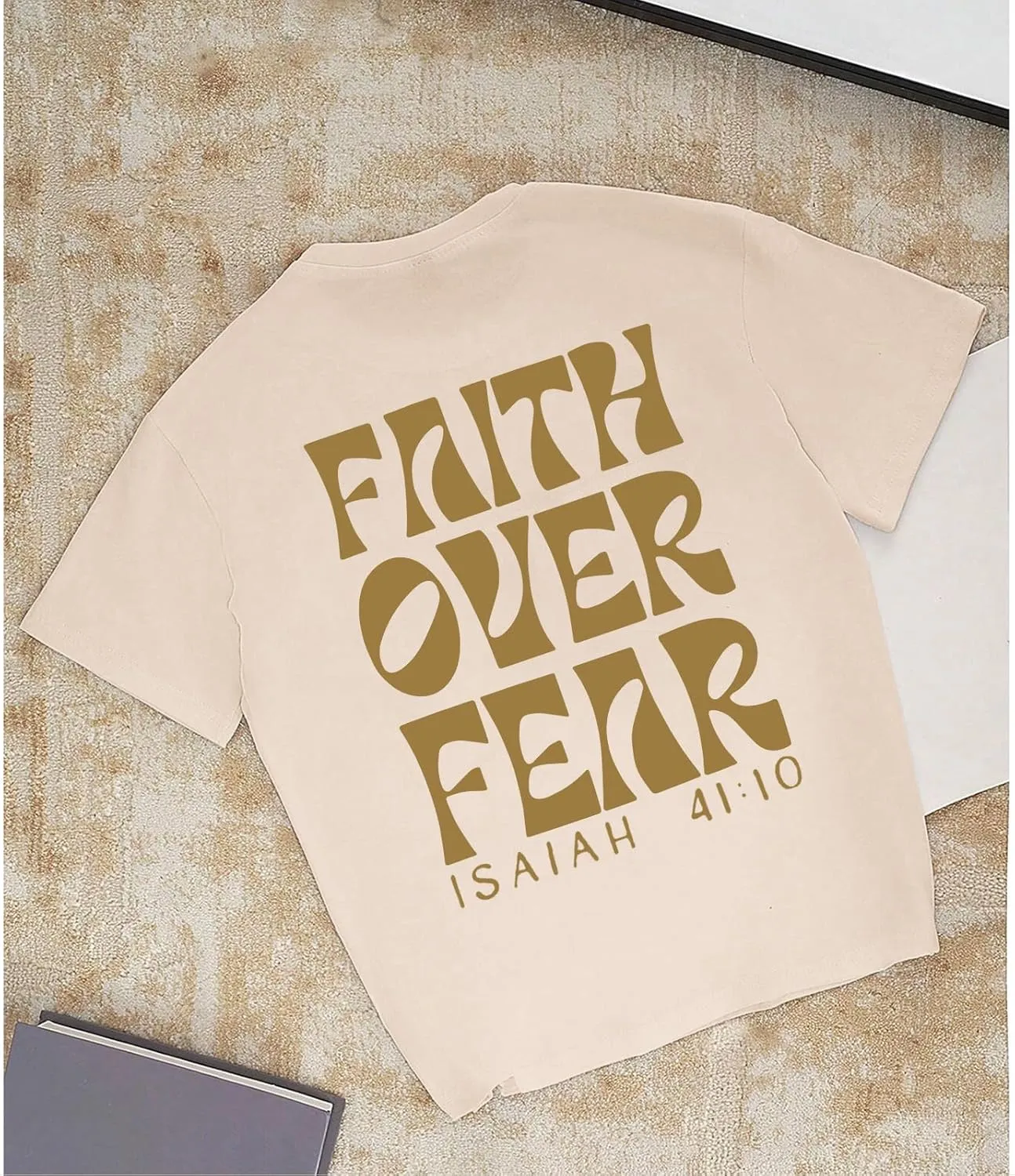 Boys Faith Over Fear Shirt Christian Jesus T Shirts for Kids Religious Inspirational Bible Verse Graphic Tees Tops