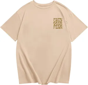 Boys Faith Over Fear Shirt Christian Jesus T Shirts for Kids Religious Inspirational Bible Verse Graphic Tees Tops