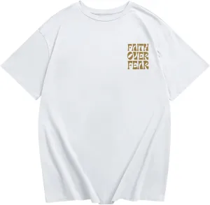 Boys Faith Over Fear Shirt Christian Jesus T Shirts for Kids Religious Inspirational Bible Verse Graphic Tees Tops