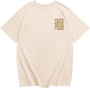 Boys Faith Over Fear Shirt Christian Jesus T Shirts for Kids Religious Inspirational Bible Verse Graphic Tees Tops