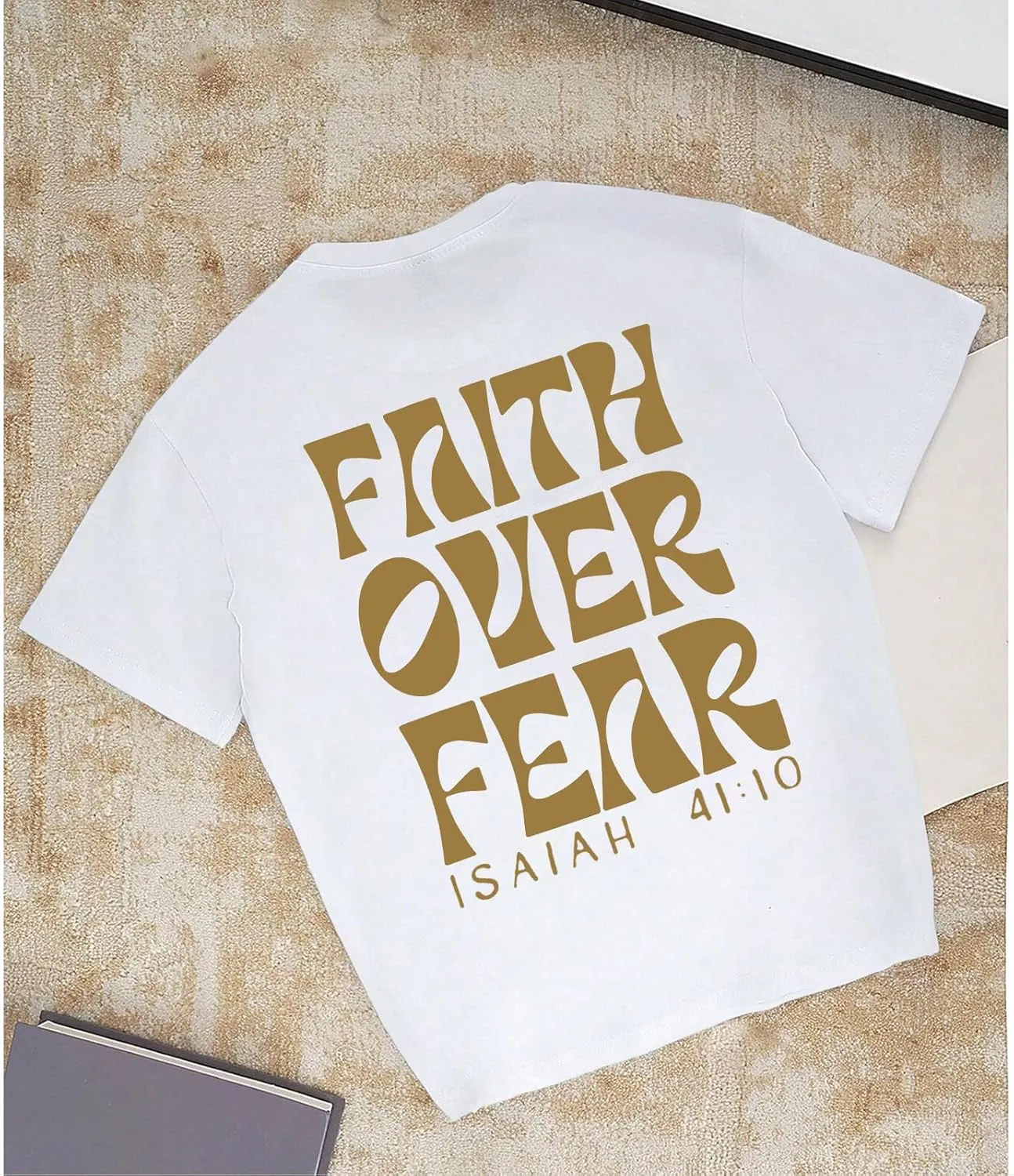 Boys Faith Over Fear Shirt Christian Jesus T Shirts for Kids Religious Inspirational Bible Verse Graphic Tees Tops