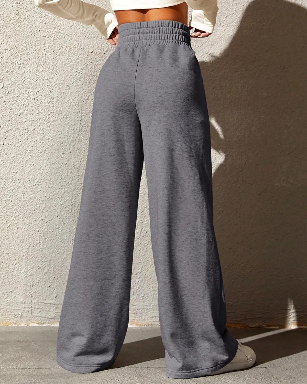 BTFBM Womens Wide Leg Sweatpants Casual Loose Solid Color Pants Comfy Lounge Joggers Baggy Sweatpants Pockets