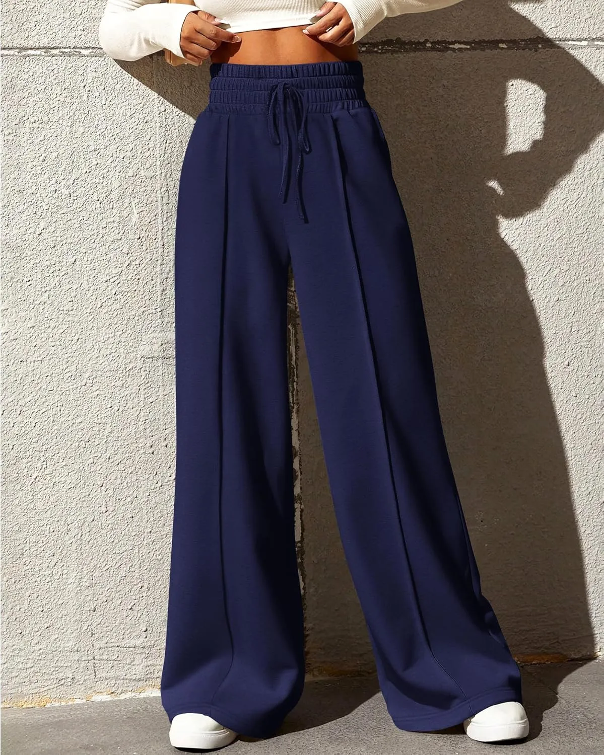 BTFBM Womens Wide Leg Sweatpants Casual Loose Solid Color Pants Comfy Lounge Joggers Baggy Sweatpants Pockets