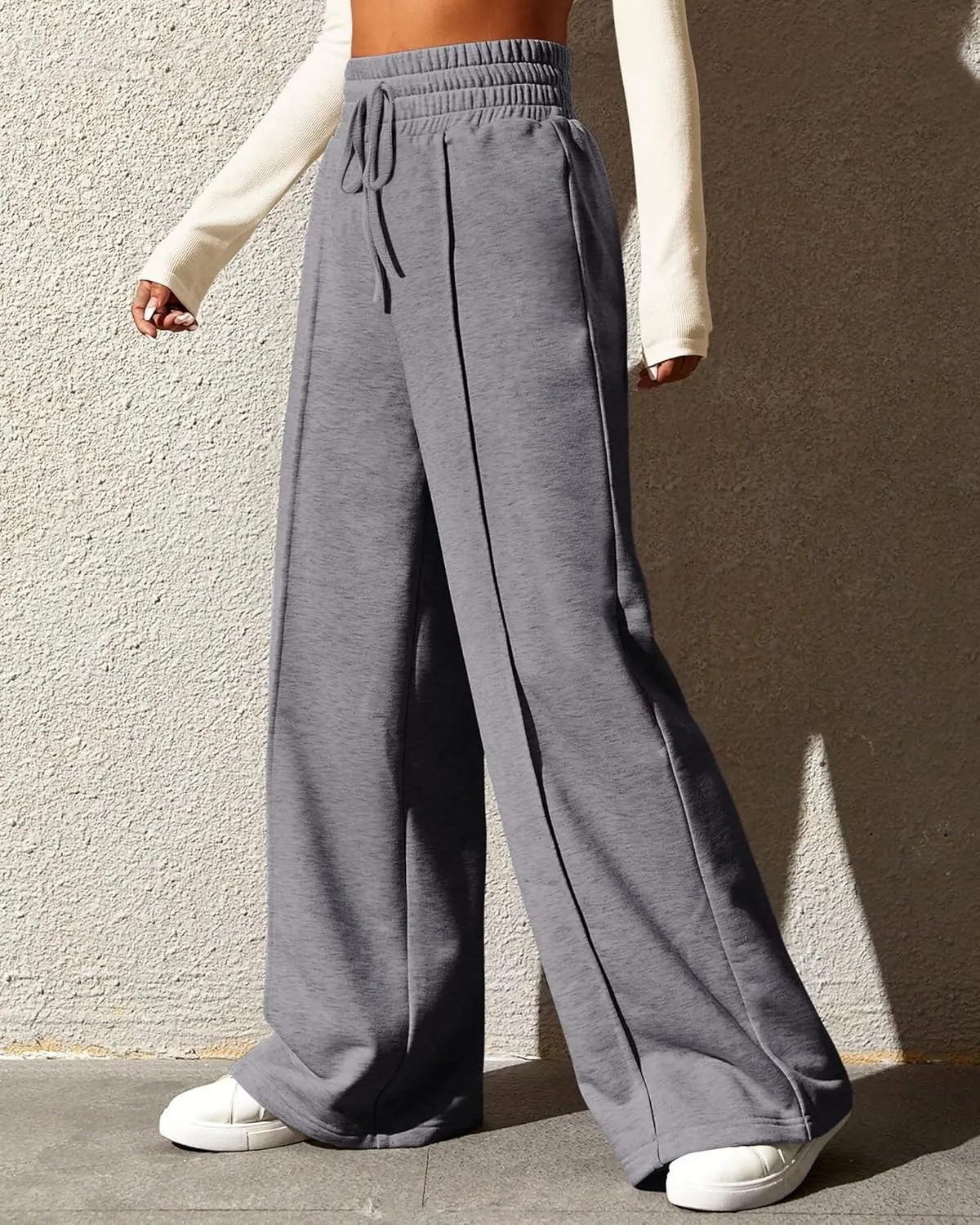 BTFBM Womens Wide Leg Sweatpants Casual Loose Solid Color Pants Comfy Lounge Joggers Baggy Sweatpants Pockets