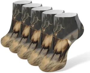 Bull Elk 5 Pairs Ankle Socks Comfort Athletic Socks Low Cut Breathable Casual Sock for Unisex