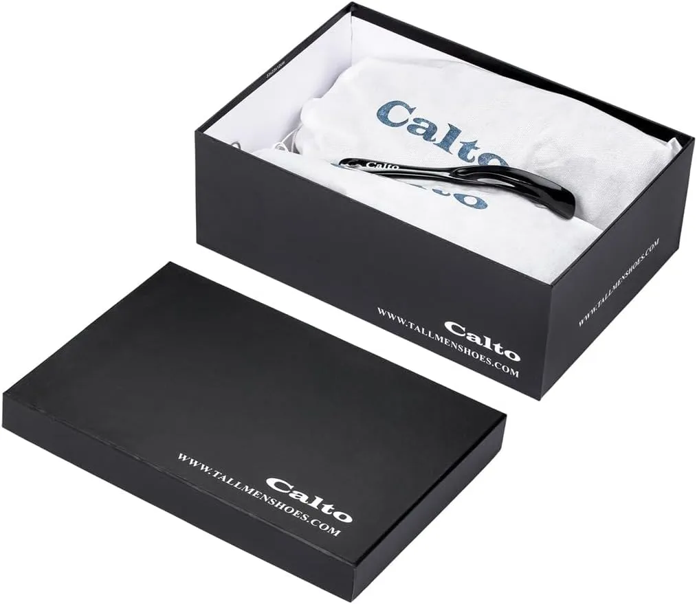 CALTO Men's Invisible Height Increasing Elevator Shoes - Noir Black Lightweight Lace-up Casual Derby - 3.2 Inches Taller - J1502 - Size 9 D(M) US