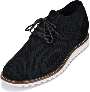 CALTO Men's Invisible Height Increasing Elevator Shoes - Noir Black Lightweight Lace-up Casual Derby - 3.2 Inches Taller - J1502 - Size 9 D(M) US