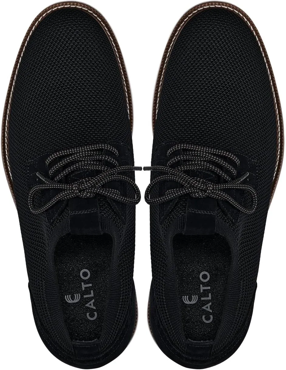 CALTO Men's Invisible Height Increasing Elevator Shoes - Noir Black Lightweight Lace-up Casual Derby - 3.2 Inches Taller - J1502 - Size 9 D(M) US