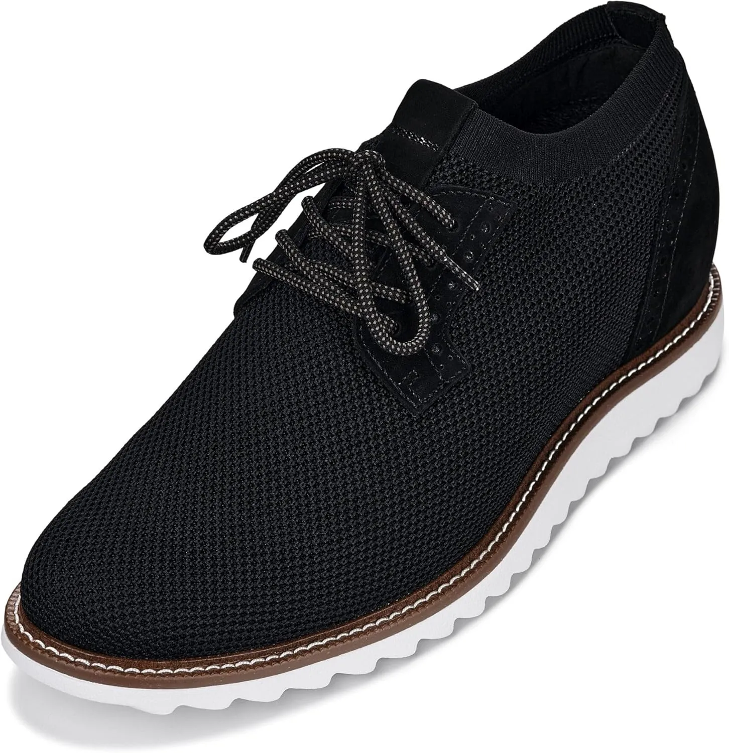 CALTO Men's Invisible Height Increasing Elevator Shoes - Noir Black Lightweight Lace-up Casual Derby - 3.2 Inches Taller - J1502 - Size 9 D(M) US
