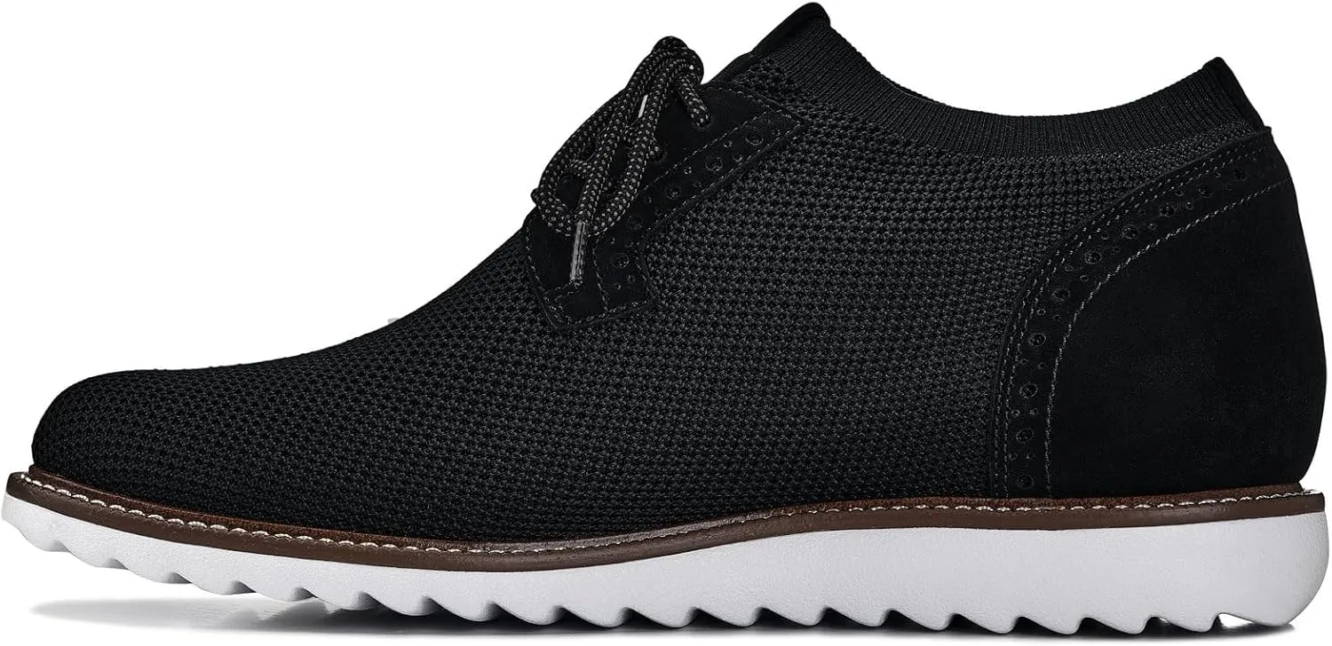 CALTO Men's Invisible Height Increasing Elevator Shoes - Noir Black Lightweight Lace-up Casual Derby - 3.2 Inches Taller - J1502 - Size 9 D(M) US