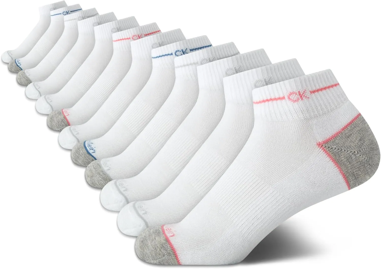 Calvin Klein Women's Quarter Socks - 12-Pack Active Performance Ankle Running Socks for Womens Athletic Use (Sizes 4-10)