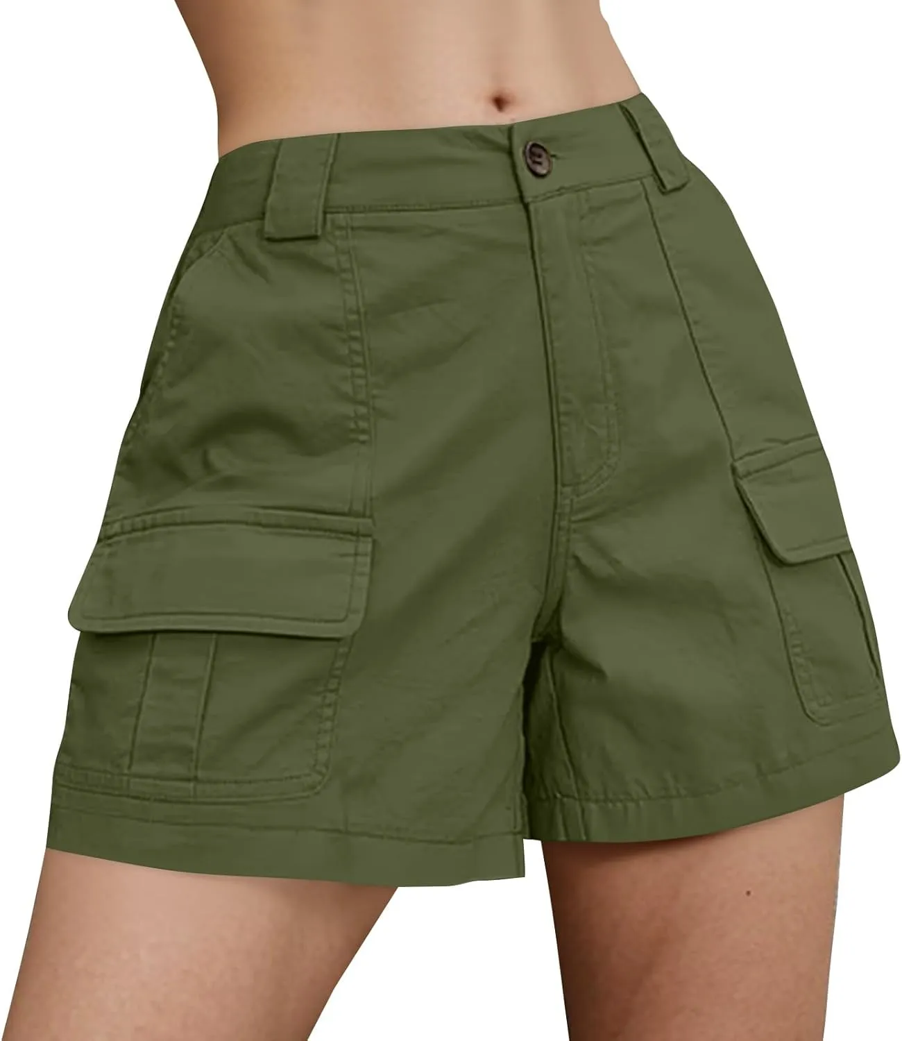 Cargo Shorts Women Trendy High Waisted Baggy Wide Leg Hiking Shorts Workout Chino Bermuda Short Pants with Pockets