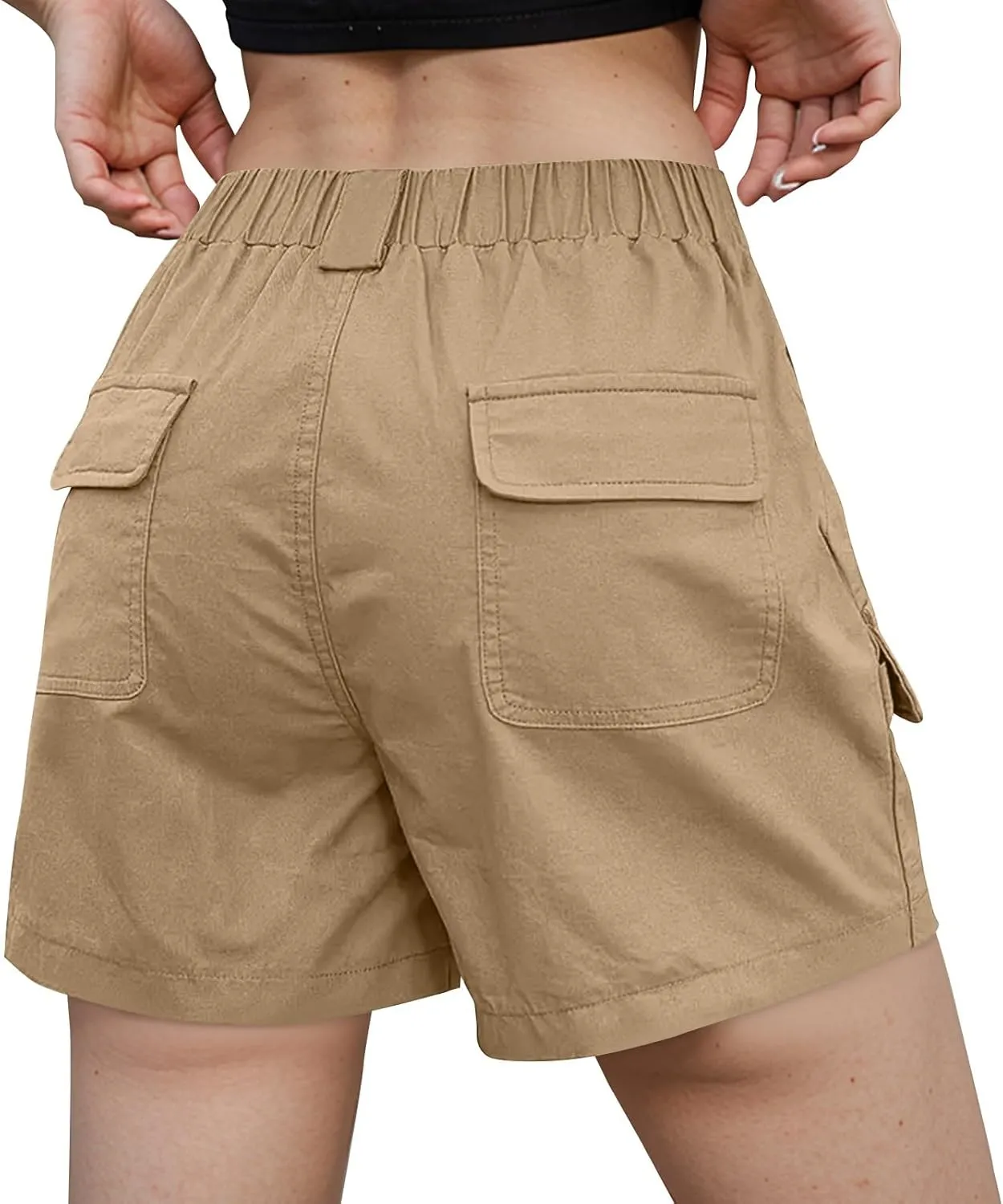 Cargo Shorts Women Trendy High Waisted Baggy Wide Leg Hiking Shorts Workout Chino Bermuda Short Pants with Pockets