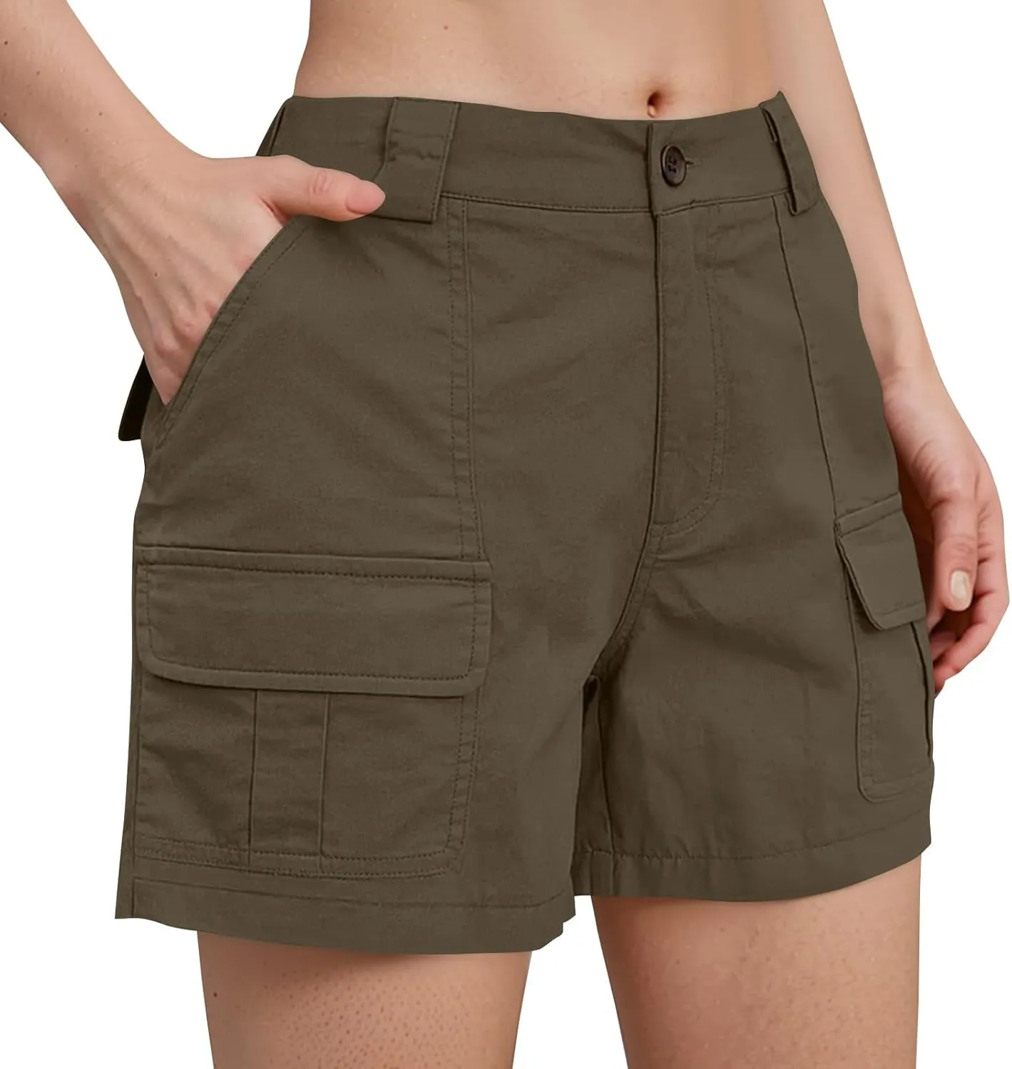 Cargo Shorts Women Trendy High Waisted Baggy Wide Leg Hiking Shorts Workout Chino Bermuda Short Pants with Pockets
