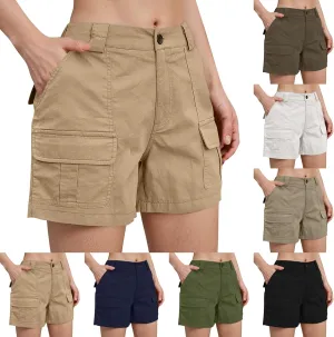 Cargo Shorts Women Trendy High Waisted Baggy Wide Leg Hiking Shorts Workout Chino Bermuda Short Pants with Pockets