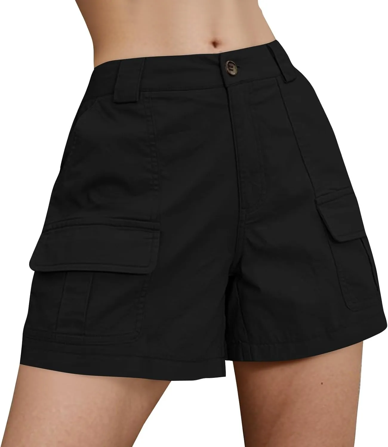 Cargo Shorts Women Trendy High Waisted Baggy Wide Leg Hiking Shorts Workout Chino Bermuda Short Pants with Pockets