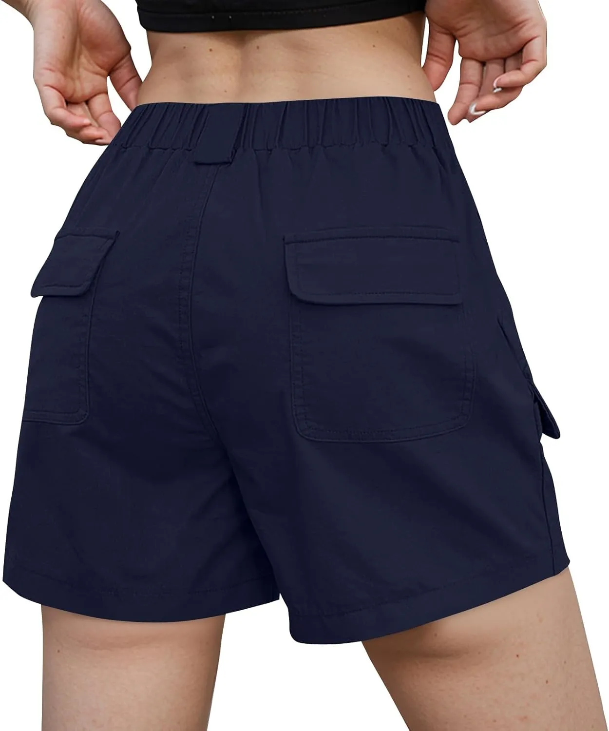 Cargo Shorts Women Trendy High Waisted Baggy Wide Leg Hiking Shorts Workout Chino Bermuda Short Pants with Pockets