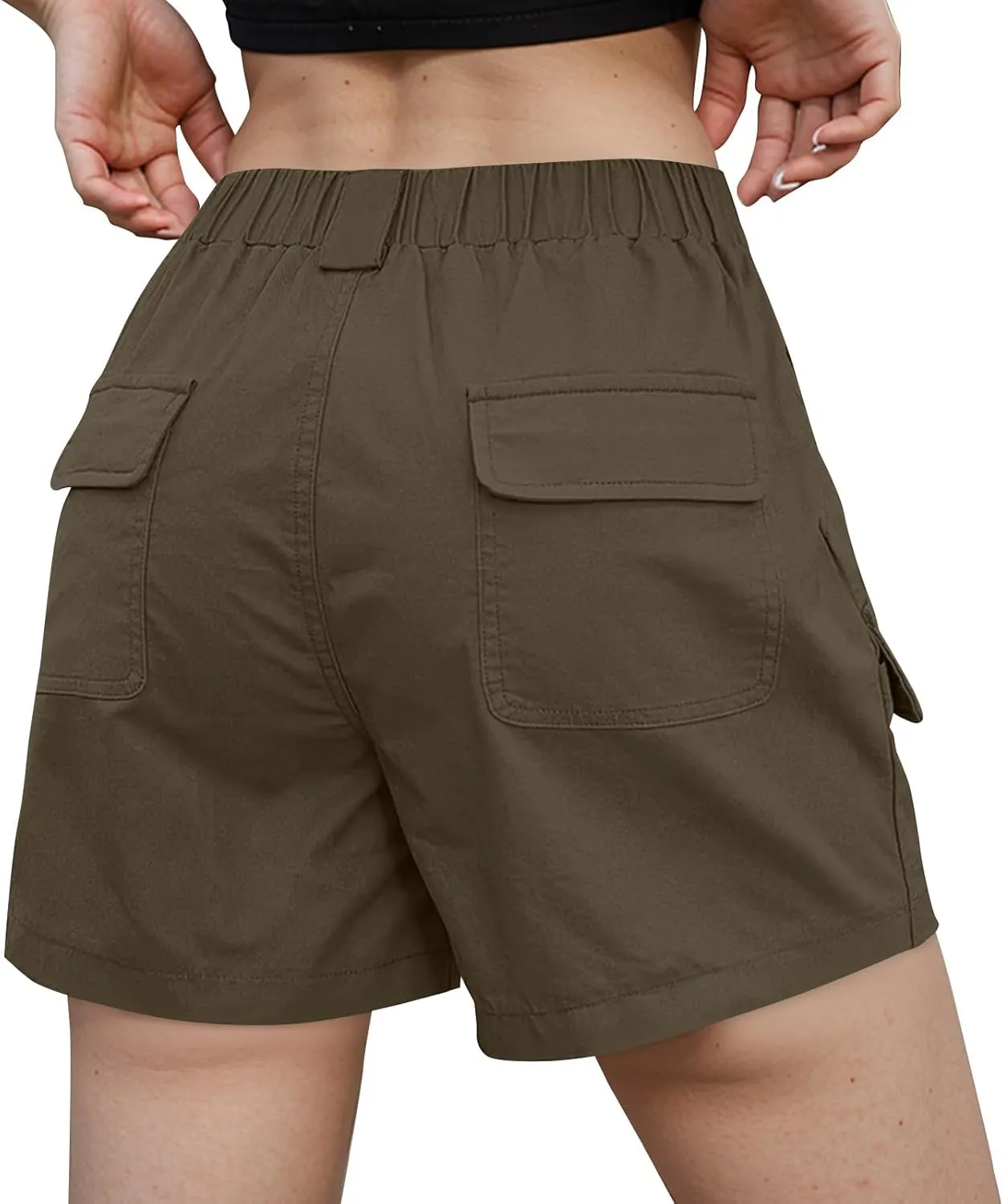 Cargo Shorts Women Trendy High Waisted Baggy Wide Leg Hiking Shorts Workout Chino Bermuda Short Pants with Pockets