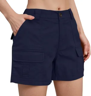 Cargo Shorts Women Trendy High Waisted Baggy Wide Leg Hiking Shorts Workout Chino Bermuda Short Pants with Pockets