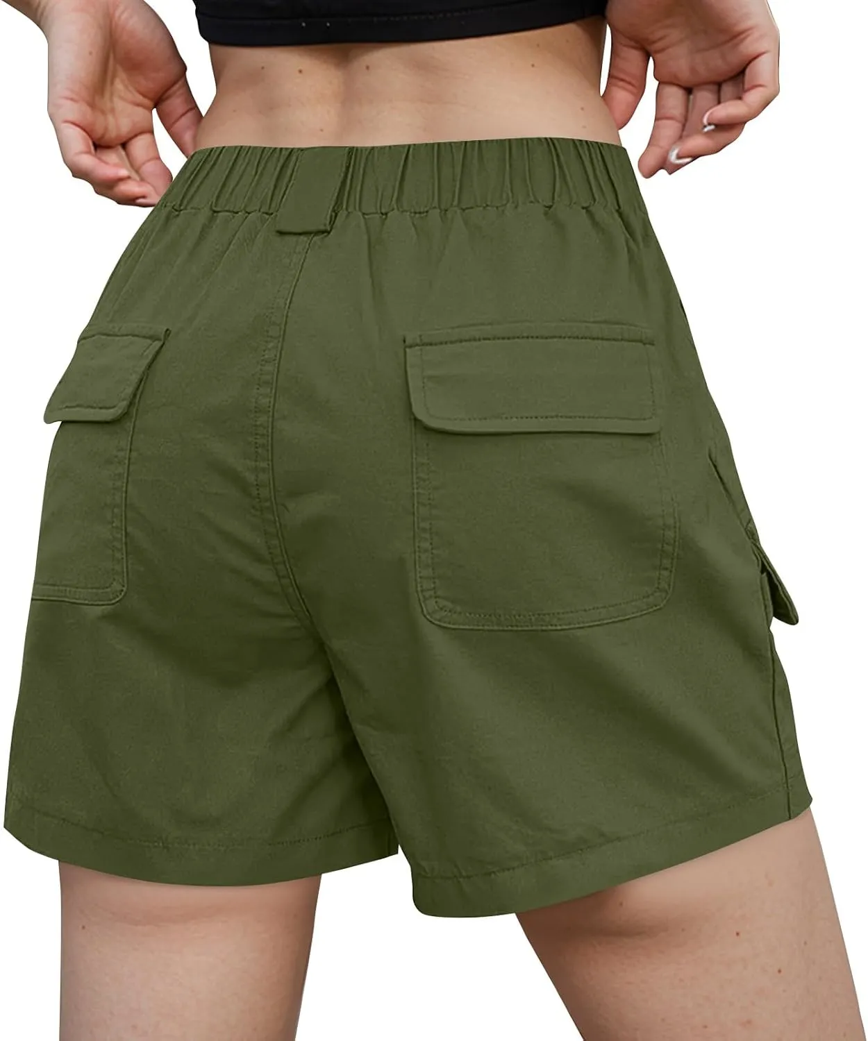 Cargo Shorts Women Trendy High Waisted Baggy Wide Leg Hiking Shorts Workout Chino Bermuda Short Pants with Pockets