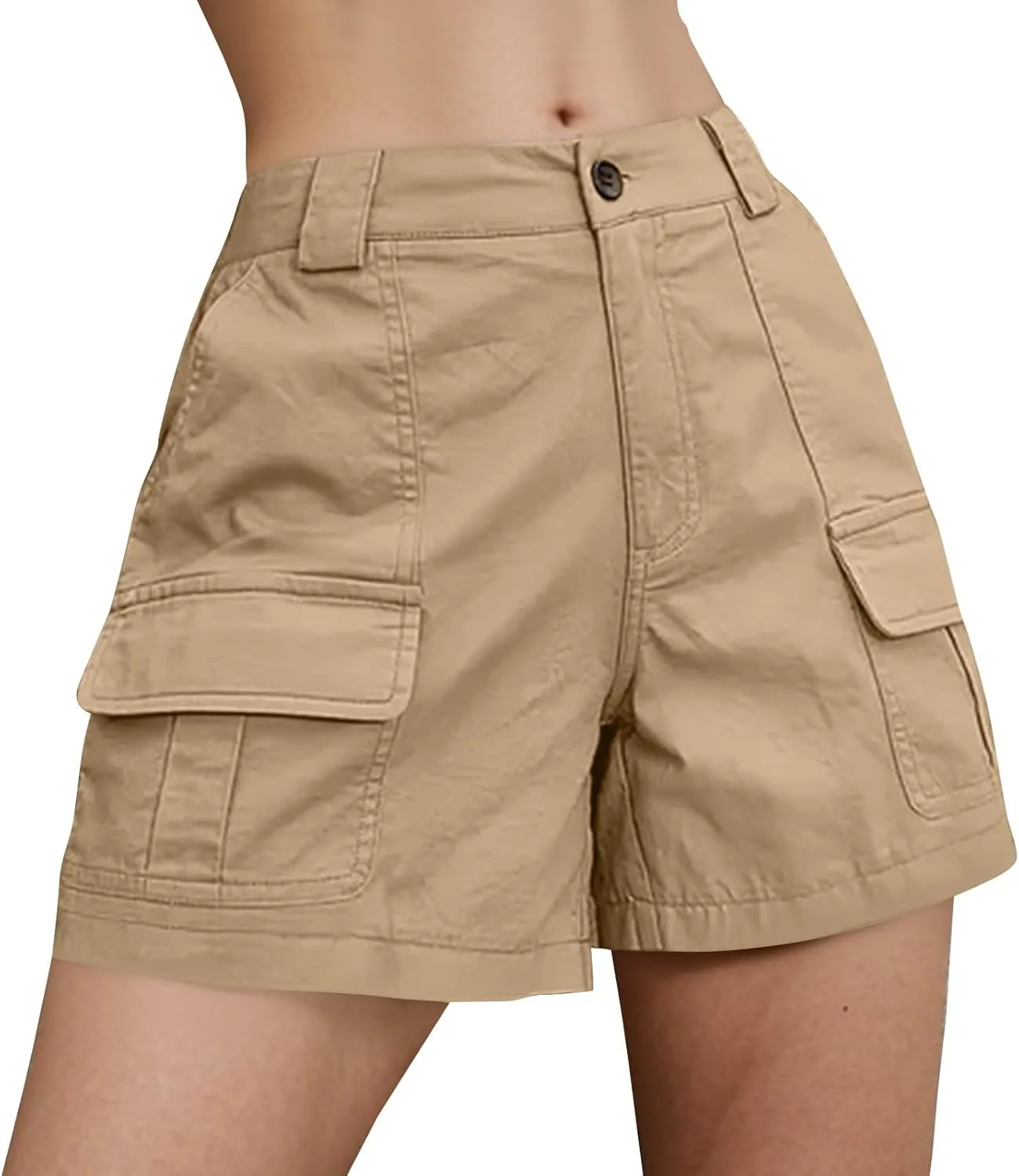 Cargo Shorts Women Trendy High Waisted Baggy Wide Leg Hiking Shorts Workout Chino Bermuda Short Pants with Pockets